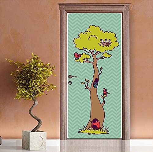 Homemania DP-105 Aufkleber "Tree-Les Kinder", für Wohnzimmer, Schlafzimmer, mehrfarbig, Vinyl, 90 x 210 cm von Homemania