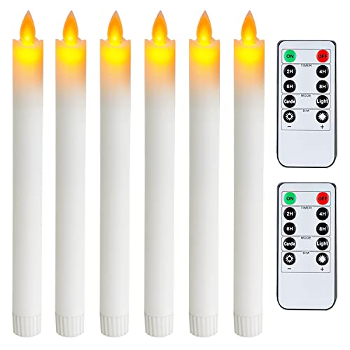 Homemory 6 StüCk Led Stabkerzen Mit Fernbedienung,Timer,3d Swinging Kerzendocht Flackernd,Flammenlose Batteriebertriebene Led Kerzen,Echtes Wachs, Warmes Gelbes Licht,für Weihnachten Halloween Deko von Homemory