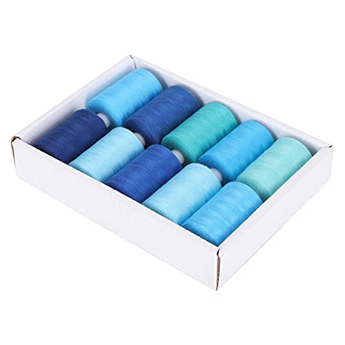 402 Nähgarn-Set, Blau, 10 Rollen, cooler Ton, DIY-Zubehör, 914 m pro Spule von Homepatche