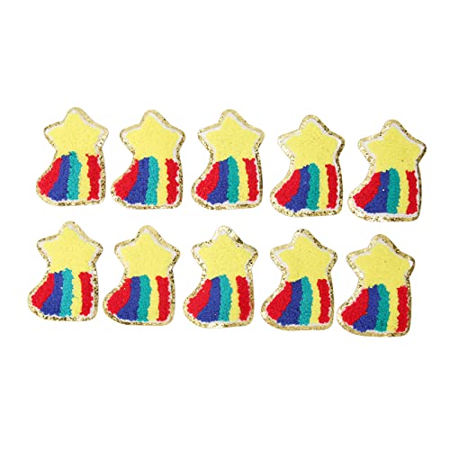 Star Rainbow Patch Adhesive Embroidery Sewing Applique Pack of 10 for DIY Crafts Household Use von Homepatche