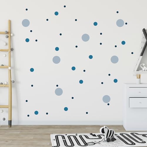 Wandtattoo Kinderzimmer Kreise Set 120 Stück für Babyzimmer Deko, Wandsticker Kinderzimmer Punkte - Aufkleber zur Kinderzimmer Deko in verschiedenen Farben (Blau) von Homery