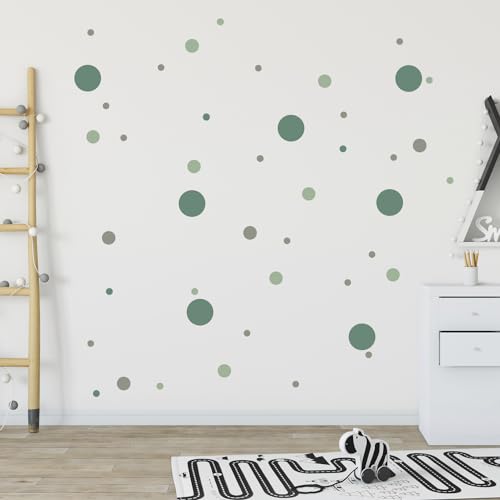 Wandtattoo Kinderzimmer Kreise Set 120 Stück für Babyzimmer Deko, Wandsticker Kinderzimmer Punkte - Aufkleber zur Kinderzimmer Deko in verschiedenen Farben (Mild Grün) von Homery