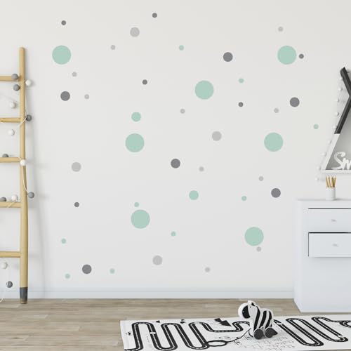 Wandtattoo Kinderzimmer Kreise Set 120 Stück für Babyzimmer Deko, Wandsticker Kinderzimmer Punkte - Aufkleber zur Kinderzimmer Deko in verschiedenen Farben (Mint) von Homery