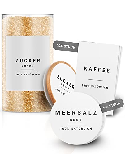 Homety Vorratsetiketten - Küchen XXL Set Weiss - selbstklebend (288 Stück) - Aufkleber rund minimalistisch - wasserfest von Homety