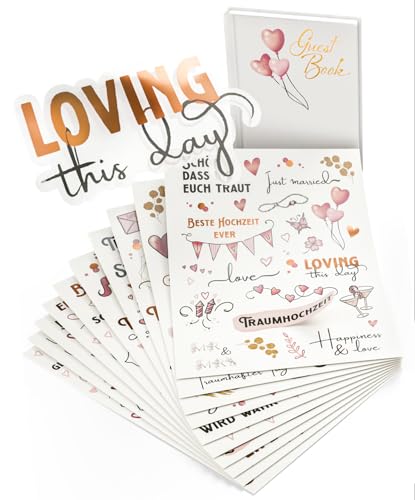 Sticker Hochzeit Gästebuch (350 Sticker) - Aufkleber Hochzeit für Gästebuch und Fotoalbum - Hochzeit Sticker Liebe für Gästebuch Deko (rose gold) von Homety