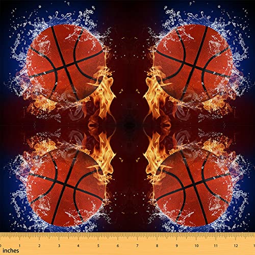 Basketball Stoff Meterware 3D Sportspiel Polsterstoff Dekorationsstoff für Eisen und Feuerballspieler Ballspiel Stoff für Drinnen Draußen DIY Kunst Wasserdichter Stoff Orange Blau 92 x 150 (HxB) von Homewish