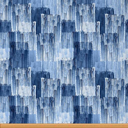 Blauer Ombré Stoff Meterware Geometrischer Polsterstoff Gestreifter Dekor Stoff Niederschlagsstoff für Drinnen Draußen Ölgemälde DIY Kunst Wasserdichter Stoff Zum Quilten Nähen Blau 276 x 150 (HxB) von Homewish