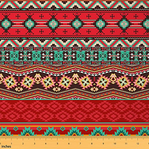 Boho Polsterstoff bunter Stoff mit böhmischen Motiven Meterware schick bedruckt für drinnen draußen Dekostoff im Südwesten Stil böhmischer gestreifter exotischer Aztekenstoff DIY Kunst 184x150 (HxB) von Homewish