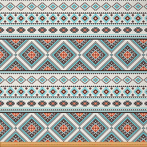 Boho Stoff Meterware Retro Azteken Polsterstoff Ethno Folk Dekorationsstoff Bohemian Stoff für Drinnen und Draußen DIY Kunst Wasserdichter Stoff Zum Quilten Nähen Blau Orange 276 x 150 (HxB) von Homewish