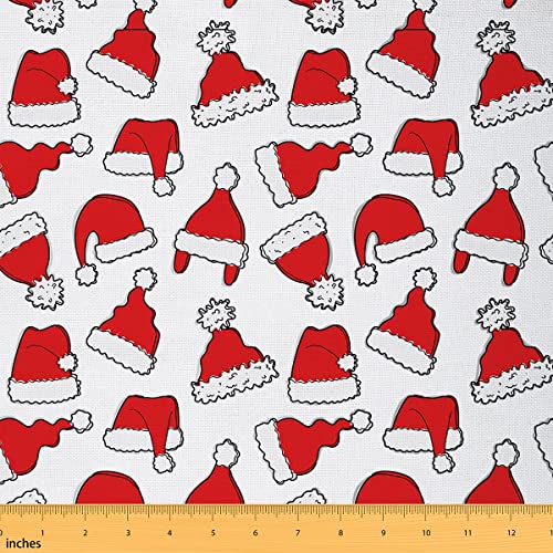 Frohe Weihnachten Stoff Meterware Weihnachtsmützen Polsterstoff Weihnachtsthema Dekostoff Quilting Stoff Meterware Weihnachten Polster und Wohnakzente Kinder DIY Rot 276 x 150 (HxB) von Homewish