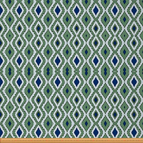 Geometrischer Stoff Meterware Polsterstoff für Moderne Abstrakte Kunst Diamantgitter Dekorstoff Gitterornament Tkunstan Drinnen Draußen Stoff Bastel Patchwork Steppung Grün Blau 92 x 150 (HxB) von Homewish