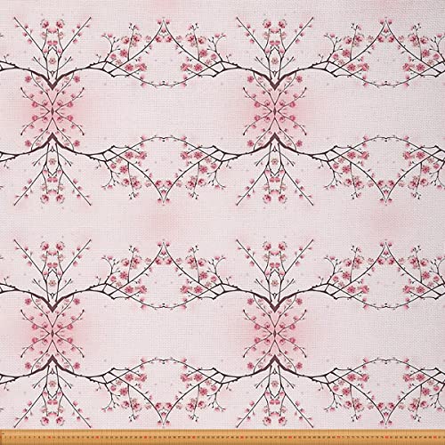 Kirschblüten Stoff Meterware Mädchen Rosa Blumen Polsterstoff japanischer Frühlings Stoff für drinnen und draußen blassrosa Blütenblatt Dekorationsstoff Zweig Blumen Romantik Stoff 184 x 150 (HxB) von Homewish