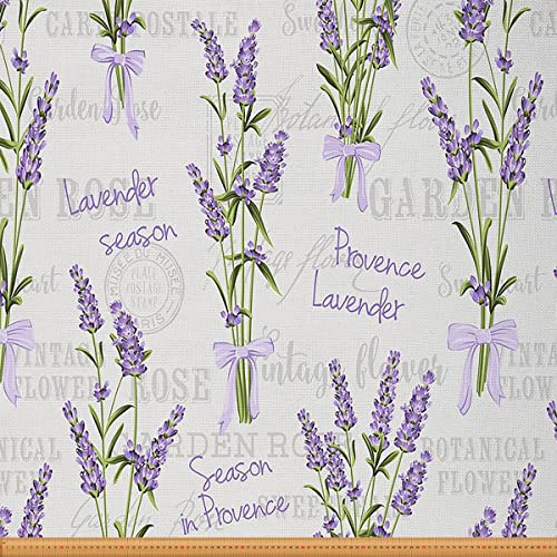 Lavendel Stoff Meterware Romantischer Frühlingsblumen Polsterstoff Schleifenband Dekostoff Landpflanzen Stoff für Drinnen Draußen Natürlicher DIY Kunst Wasserdichter Stoff Lila Grün 276 x 150 (HxB) von Homewish