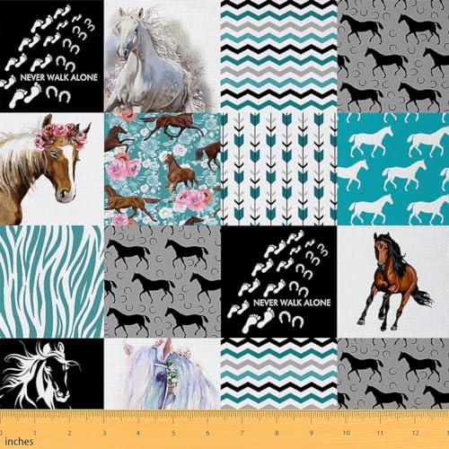 Pferdestoff Meterware Western Farmhaus Polsterstoff Boho Pfeil Petrol Zebra Streifen Plaid Dekostoff Rosenblume rustikaler Cowboy Stoff schwarz weiß wasserdicht 460 x 150 (HxB) von Homewish