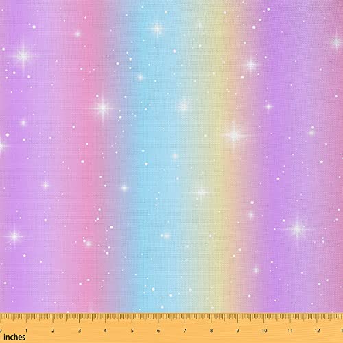 Regenbogen Möbelstoff Glitzernde Galaxie Meterware Farbverlauf Schmetterlinge Dekorativer Stoff Bunten Wasserfester Draußen Stoff Romantische DIY Kunst Polster und Wohnakzente 92 x 150 (HxB) von Homewish