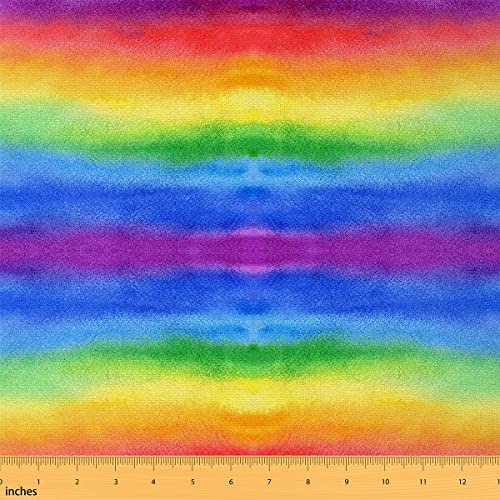 Regenbogen bedruckter Polsterstoff für Stühle abstrakter Aquarellstoff als Meterware pastellfarbener Dekor stoff DIY Craft Patchwork wasserdichte Polsterung und Akzente für Zuhause 460 x 150 (HxB) von Homewish