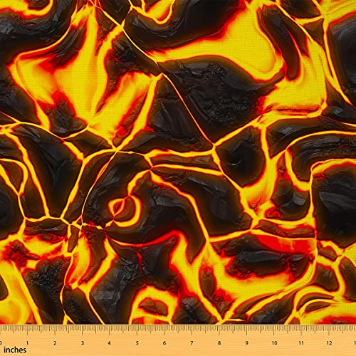 Vulkan Stoff Meterware Volcanic Rock Polsterstoff Halloween Lava Fluid Liquid Tapestries Dekostoff Natur Drinnen Draußen Stoff DIY Kunst Boot Patchwork Orange Schwarz 92 x 150 (HxB) von Homewish