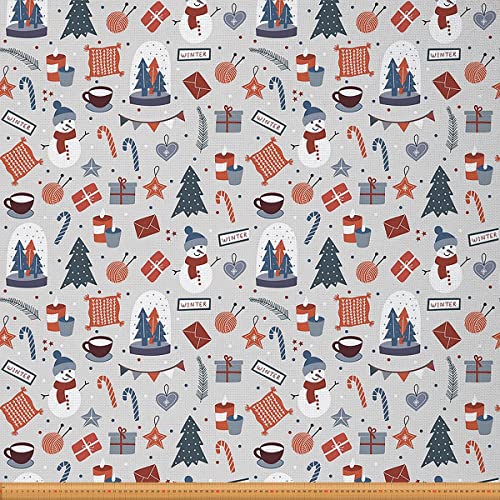 Weihnachtsstoff Meterware Weihnachtsbaum Polsterstoff Karikatur Schneeflocke Schneemann Dekorstoff Geschenk Zuckerstangen Stoff für Drinnen Draußen Kiefernbaum DIY Kunst Stoff Rotgrün 184 x 150 (HxB) von Homewish