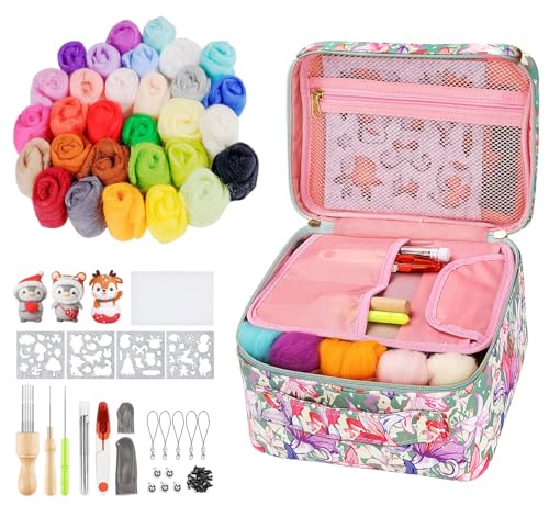 Homewit 30 Farben Nadelfilz Set Filzen Starterset 77 Stück Filzen Trockenfilzen Set Filznadeln zum Trockenfilzen für Anfänger DIY Filz Tier Handwerk von Homewit