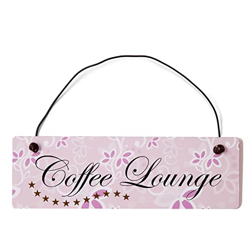 Coffee Lounge Dekoschild Türschild rosa mit Draht von Homeyourself