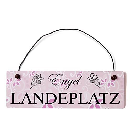 Engel Landeplatz Dekoschild Türschild rosa mit Draht von Homeyourself