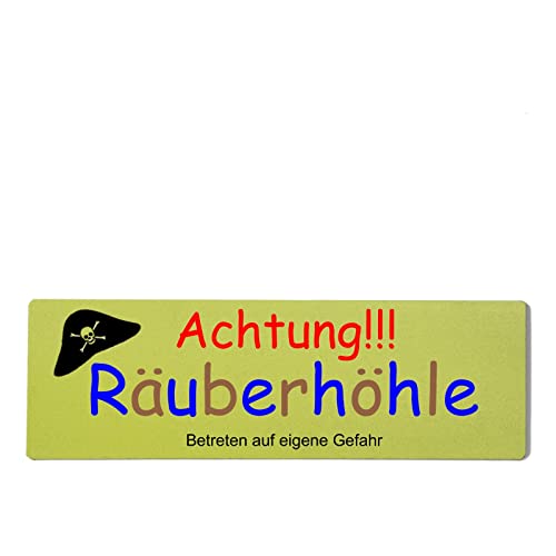 Homeyourself Achtung Räuberhöhle Dekoschild Türschild grün zum kleben von Homeyourself