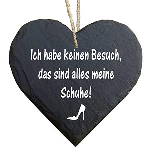 Herz Schieferherz Schiefer Schieferschild 10 x 10 cm Ich habe keinen Besuch das sind alles meine Schuhe schwarz Dekoschild Wandschild Schild Stein Geschenk von Homeyourself