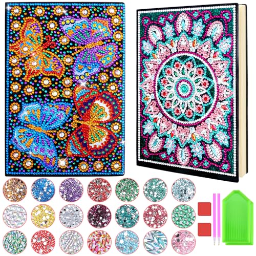 Homgaty Basteln Mädchen 6 7 8 9 10 Jahre, Diamond Painting Kinder Mädchen, Kreative Mandalas Bastelset A5 Notizbuch Geschenke, Weihnachtsgeschenke für Mädchen 6-12 Jahre von Homgaty