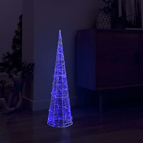 Homgoday LED-Kegel Acryl Weihnachtsdeko Pyramide Blau 90 cm Weihnachtsbeleuchtung Weihnachtsdeko, Deko für Weihnachten, Party von Homgoday