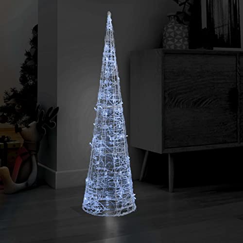 Homgoday LED-Kegel Acryl Weihnachtsdeko Pyramide Kaltweiß 120 cm Weihnachtsbeleuchtung Weihnachtsdeko, Deko für Weihnachten, Party von Homgoday