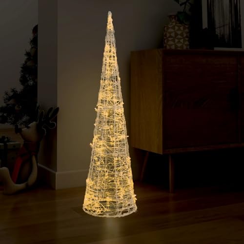 Homgoday LED-Kegel Acryl Weihnachtsdeko Pyramide Warmweiß 120 cm Weihnachtsbeleuchtung Weihnachtsdeko, Deko für Weihnachten, Party von Homgoday