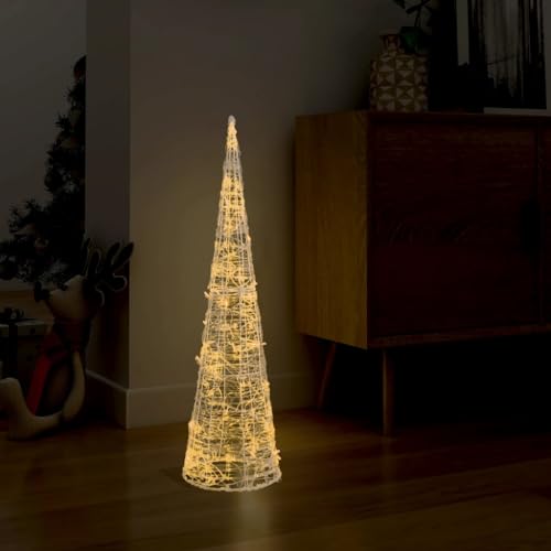 Homgoday LED-Kegel Acryl Weihnachtsdeko Pyramide Warmweiß 90 cm Weihnachtsbeleuchtung Weihnachtsdeko, Deko für Weihnachten, Party von Homgoday