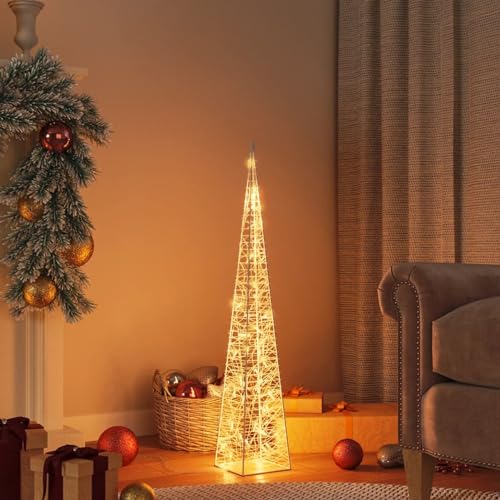 Homgoday LED-Leuchtkegel Weihnachtsbeleuchtung Weihnachtsdeko, Lichterketten für Weihnachten, Party, Deko, Hochzeit, Garten, Balkon Acryl Deko Warmweiß 90 cm von Homgoday