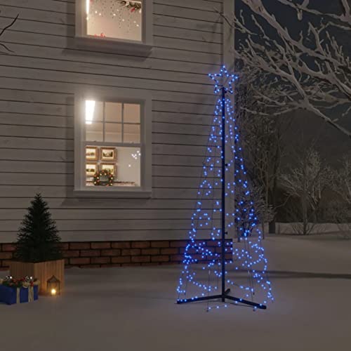 Homgoday LED-Weihnachtsbaum Kegelform Weihnachtsbaum Lichterkette Christbaum Tannenbaum Lichterbaum Weihnachtsdeko Christbaumbeleuchtung Weihnachtsbeleuchtung Blau 200 LEDs 70x180 cm von Homgoday