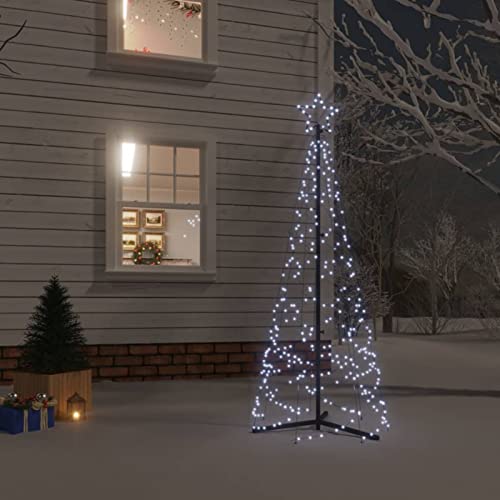 Homgoday LED-Weihnachtsbaum Kegelform Weihnachtsbaum Lichterkette Christbaum Tannenbaum Lichterbaum Weihnachtsdeko Christbaumbeleuchtung Weihnachtsbeleuchtung Kaltweiß 200 LEDs 70x180 cm von Homgoday