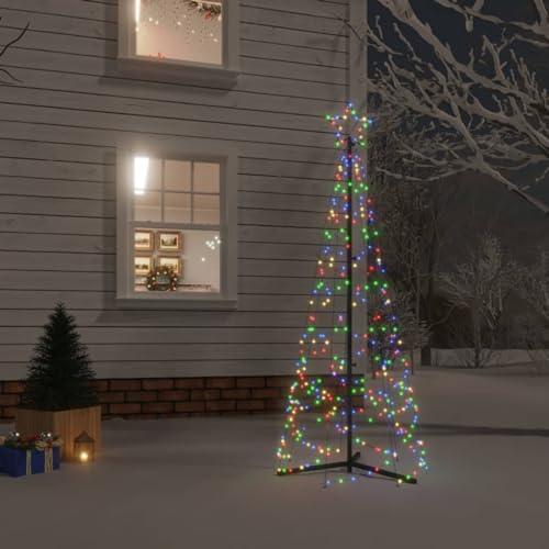 Homgoday LED-Weihnachtsbaum Kegelform Weihnachtsbaum Lichterkette Christbaum Tannenbaum Lichterbaum Weihnachtsdeko Christbaumbeleuchtung Weihnachtsbeleuchtung Mehrfarbig 200 LEDs 70x180 cm von Homgoday