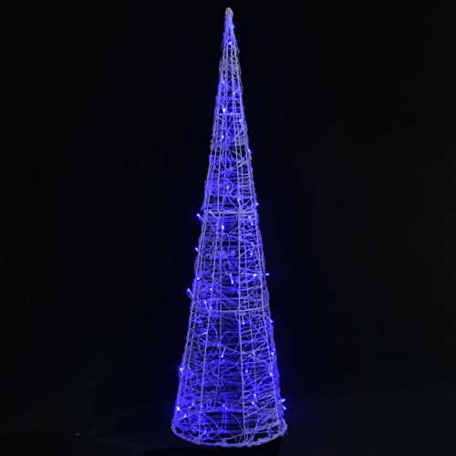 Homgoday LED-Weihnachtspyramide, leuchtender Weihnachtsbaum, beleuchteter Kegel, Weihnachtslicht, Innendekoration, dekorative Beleuchtung, Acrylkegel, blaue LED-Lichter, 90 cm von Homgoday