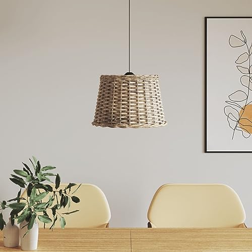 Homgoday Lampenschirm Hängelampe Pendelleuchtenschirm Korblampen Hängend Ersatzschirm für Hängeleuchten Deckenlampe für Wohnzimmer Schlafzimmer Esszimmer Braun Ø40x26 cm Korbweide von Homgoday