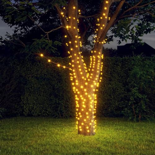 Homgoday Solar-Lichterkette 2 STK. Weihnachtsbeleuchtung Weihnachtsdeko, für Weihnachten, Party, Deko, Hochzeit, Garten 2x200 LED Warmweiß Innen Außen von Homgoday