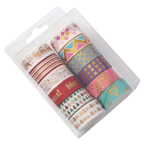 12 Rollen Weihnachten Washi Tape Set, 15 mm breit, Heißprägen Farbe Washi Tape, Frohe Weihnachten, Elch, Weihnachtsbaum Muster, Abdeckpapier Klebeband für DIY Dekor Scrapbook Bullet Journal Geschenkve von Homiladi