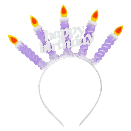 Geburtstag Stirnband Geburtstag Tiara Alles Gute zum Geburtstag Kerze Stirnband Alphabet Kreative Party Tiara, Geburtstag Haarreifen für Frauen Mädchen, Geburtstagsfeier Dekorationen (Lila) von Homiladi