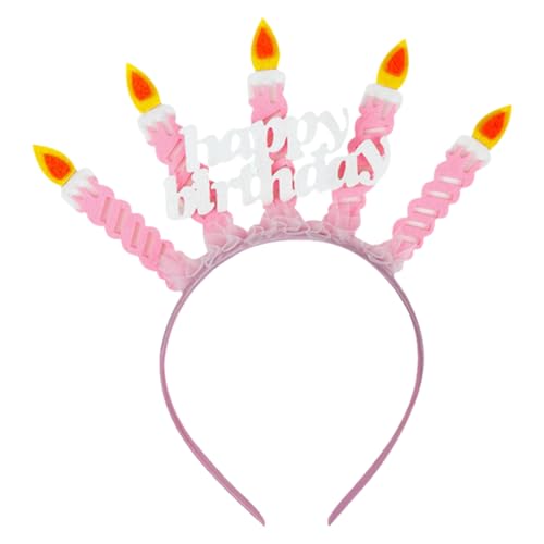 Geburtstag Stirnband Geburtstag Tiara Alles Gute zum Geburtstag Kerze Stirnband Alphabet Kreative Party Tiara, Geburtstag Haarreifen für Frauen Mädchen, Geburtstagsfeier Dekorationen (Pink) von Homiladi