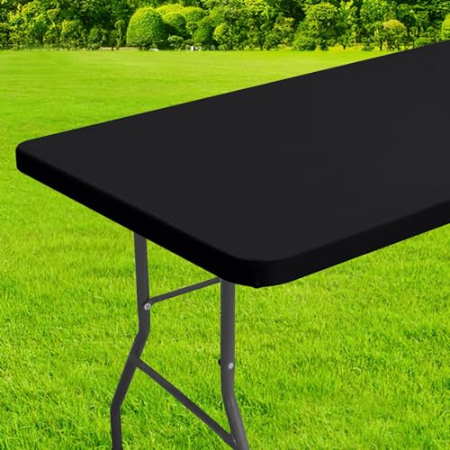 homing Rechteckige Tischdecke, wasserdichtes Polyester, elastisch, passend für 120 cm Klapptische, waschbarer Tischschutz für Picknick, Camping, Outdoor (Schwarz, 76,2 x 121,9 cm) von Homing