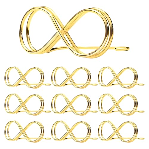 10 Stück Metall Hochzeit Tischkartenhalter, Party Sitzetiketten Tischkartenclips Hochzeit Kartenhalter, Nachrichtenclip Tischnummer Halter Ständer, für Bilder, Partys, Restaurants (Gold) von Homirty