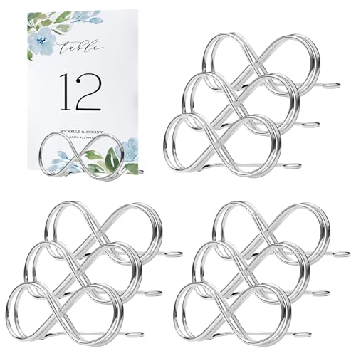 10 Stück Metall Hochzeit Tischkartenhalter, Party Sitzetiketten Tischkartenclips Hochzeit Kartenhalter, Nachrichtenclip Tischnummer Halter Ständer, für Bilder, Partys, Restaurants (Silber) von Homirty