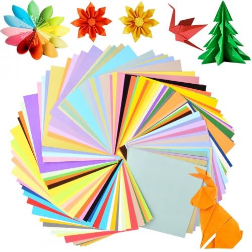 100 Blatt Origami-Papier, 50 Farben Buntes Papier Doppelseitig Sortiertes Origami Papier, 15 x 15 cm Faltpapier Quadratisch Bastelpapier, für DIY, Schule, Kunst, Bastelprojekte, Erwachsene von Homirty