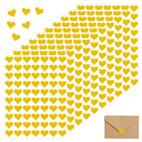 600 Stück Etiketten in Herzform, Herz Etiketten Aufkleber Selbstklebend, Herzförmige Papieretiketten, für Valentinstag Ostern Hochzeit Gästebuch Geschenkbeutel DIY Handwerk Umschlagsiegel (Gold) von Homirty