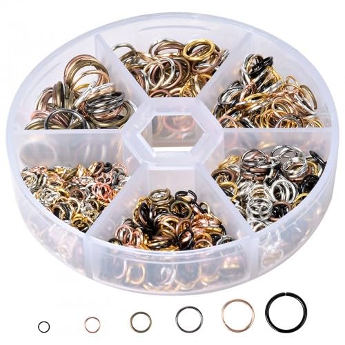 Biegeringe für Schmuckherstellung,970 Stück Sprungringe Set, 4/5/6/7/8/10mm O-Ring Karabiner,Spaltringe für Schmuck,Mini-Ringverbinder,für DIY Schmuckherstellung,Halskette Ohrringe Reparatur von Homirty