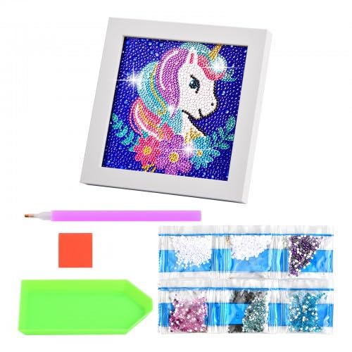 Einhorn Diamonds Paintings with Frame,Diamonds Paintings Einhorn,5D DIY Set,Mädchen Arts Craft,Set Full Diamant Paintings Bilder,für Home Room Wanddekoration von Homirty