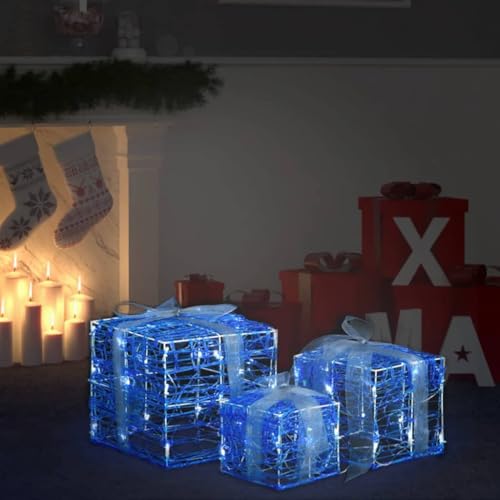 Hommdiy LED-Geschenkboxen 3 Stk. Weihnachtsdekoration Kaltweiß von Hommdiy